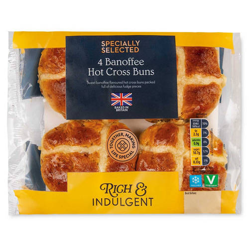 Bùn Banoffee Hot Cross Buns 4 Pack | ALDI UK